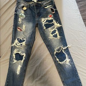 Forever21 ripped jeans with patches